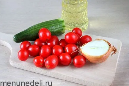 Recept a saláta paradicsom és uborka hagymával óvodában (bulb) Recept saláta paradicsom és uborka hagymás az óvodában