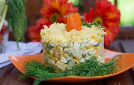 Saláta csemegekukorica, uborka, tojás - recept lépésről lépésre fotók, minden étkezés (fotó) Saláta csemegekukorica, uborka, tojás - recept lépésről lépésre fotók, minden étkezés