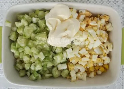 Saláta csemegekukorica, uborka, tojás - recept lépésről lépésre fotók, minden étkezés (saláta) Saláta csemegekukorica, uborka, tojás - recept lépésről lépésre fotók, minden étkezés