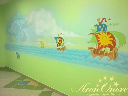 Rajzok a falakon a Gyermekkórház Murals, stúdió Aron Onore