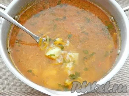 Leves paradicsom és rizs - egy recept fotó (paradicsom) Leves paradicsom és rizs - a recept egy fotó