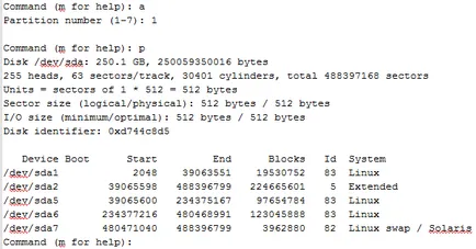 fdisk segédprogram UNIX