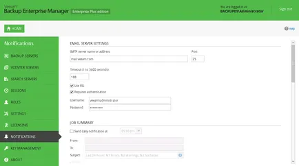Telepítési és konfigurációs veeam biztonsági Enterprise Manager - Alapváltozattal VMware vSphere