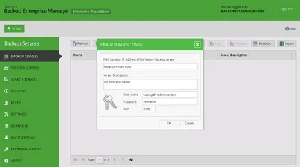 Telepítési és konfigurációs veeam biztonsági Enterprise Manager - Alapváltozattal VMware vSphere