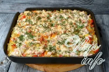 Rakott tészta és csirke a sütőben recept egy fotó