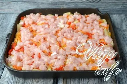 Rakott tészta és csirke a sütőben recept egy fotó