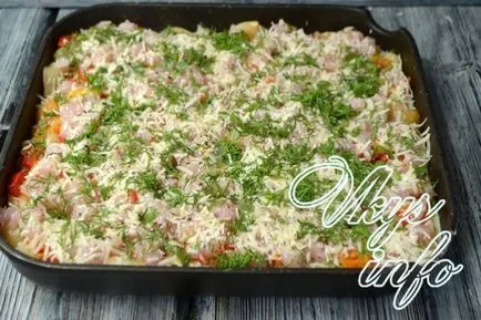 Rakott tészta és csirke a sütőben recept egy fotó