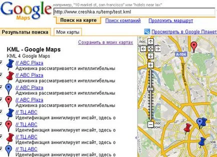 Tedd a kártyát a Google Maps - kml származó xls, a kreativitás a kereskedelmi ingatlanok