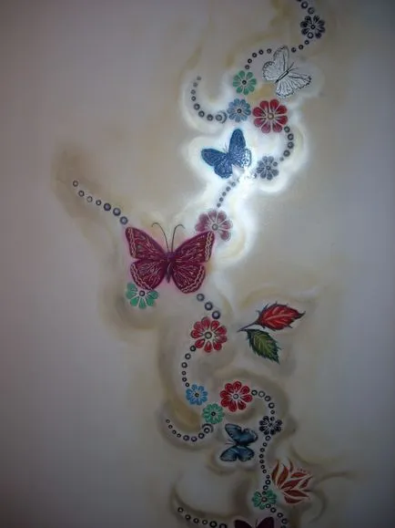 Decoupage szalvéták hűtőszekrény, levegő ecset, film