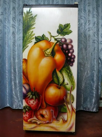 Decoupage szalvéták hűtőszekrény, levegő ecset, film