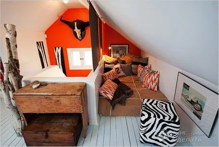 Design Loft egy magánházban - tetőtér privát fotó ház (a tetőtérben) Design Loft egy magánházban - tetőtér egy családi ház fotó