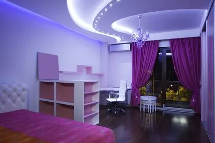 Kétszintű Feszített mennyezetek Fotószerkesztéshez, video utasítást, megvilágított emeletes, 2