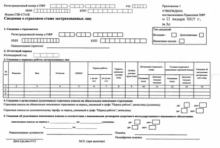 Forma SZV-tapasztalatok egy új formája, és töltse minta