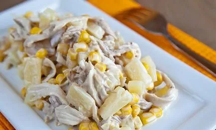 Hogyan készítsünk saláta ananász csirke gombával, lépésről lépésre recept (csirke) Hogyan készítsünk saláta ananász csirke gomba recept lépésről lépésre