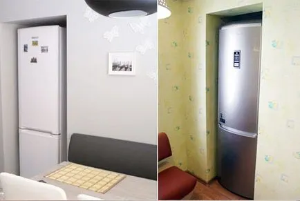 Hogyan lehet elrejteni a hűtőszekrény a konyhában fotó!