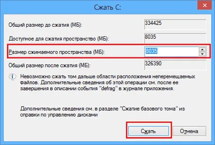 Hogyan tömöríteni a hangerőt vagy partíciót windows