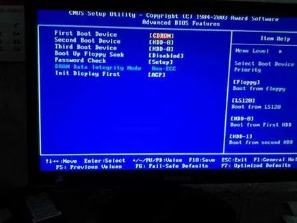 Mivel a BIOS-szal indítjuk a cd 1