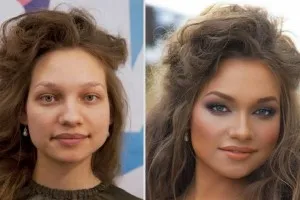 Smink egy szögletes arc és a korrekció (fotó és videó)