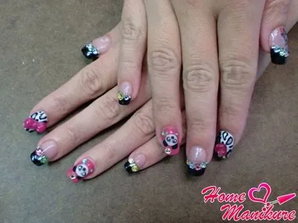 Manikűr panda mintás körmök Photo & Video