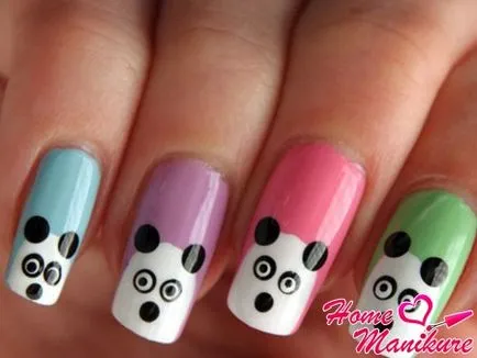 Manikűr panda mintás körmök Photo & Video