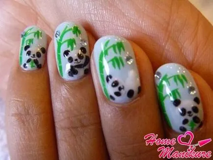 Manikűr panda mintás körmök Photo & Video
