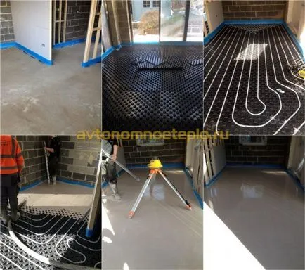 Esztrich padlófűtés vízzel a kezüket, típusú megoldások, öntési technikák (víz) Esztrich padlófűtés vízzel a kezüket, típusú megoldások, az öntési eljárás,