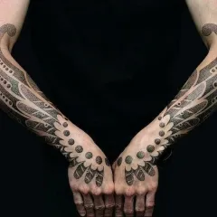 Tattoo stílus dotvork (dotwork), fotók, vázlatok tetoválás