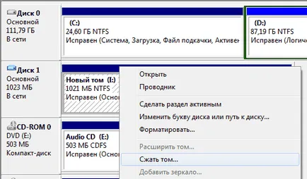 Csökkentve a merevlemez partíciós windows 7 eszközök, PC tól Z-ig