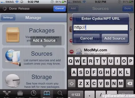 Telepítse kinézet Cydia a kinézet repo