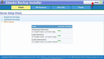Akeeba hát, hát joomla, transzfer helyszínen