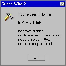 Banhammerom, Netlore iichan, banhammer tiltás, banhammerom, booru, moderáció