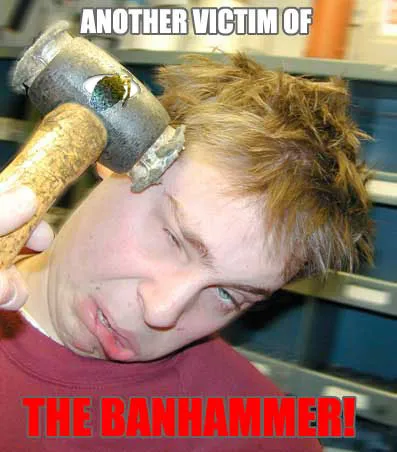 Banhammerom, Netlore iichan, banhammer tiltás, banhammerom, booru, moderáció