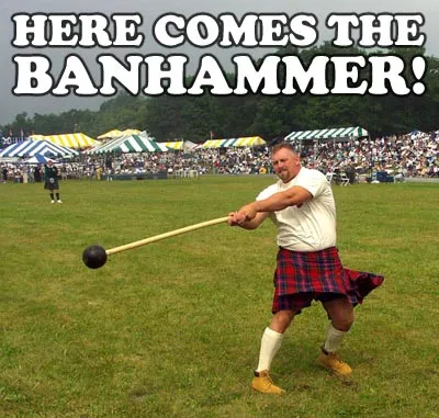 Banhammerom, Netlore iichan, banhammer tiltás, banhammerom, booru, moderáció