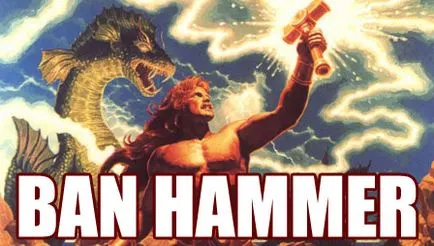 Banhammerom, Netlore iichan, banhammer tiltás, banhammerom, booru, moderáció