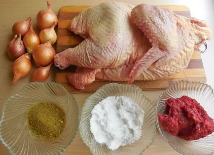 Grill csirke a grill - ízletes és zamatos nyárs csirke paradicsomos mártással - lépésről lépésre recept fotók