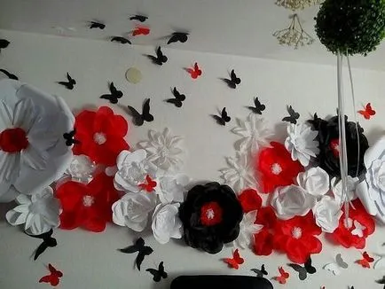 Nagy papír virágok díszítik a termet kezét távolság, térfogat pompon és mesterkurzus (nagy) Nagy papír virágok díszítik a termet kezét távolság, térfogat pompon és mesterkurzus