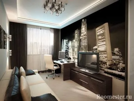 A design a szoba egy fiatal férfi egy modern stílusban - egy fotót a belső (emberi) helyiség kialakítása egy fiatal férfi egy modern stílusban - belső fotó