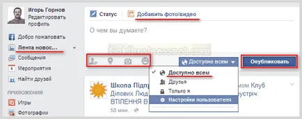 Facebook - regisztráció, belépés, és állítsa be a profilt a Facebook, weboldal fejlesztés és kereset