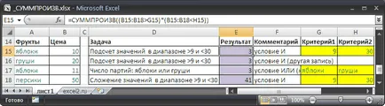 SUMPRODUCT () függvény - kívül és számolva több feltételt MS Excel - összeegyeztethető (Excel 2007) SUMPRODUCT () funkció - kívül és számolva több feltételt MS Excel - kompatibilis