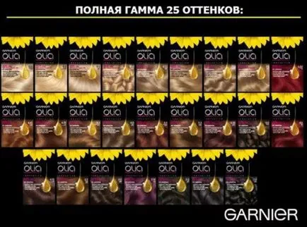 Garnier hajszín paletta, összetétel, utasítás, vélemény, színek, árnyalatok, fotó, videó, Garnier