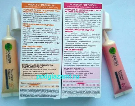 Garnier szem ránc védelmet 35 vs Garnier aktív emelő 45 szeme (Garnier) Garnier szem védelmet redők 35 vs Garnier aktív emelőszem 45