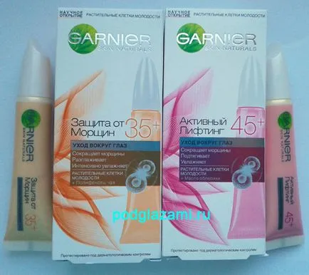 Garnier Eye ránctalanító védelme 35 vs Garnier szemet aktív emelő 45 (45 éves) Garnier szem védelmet redők 35 vs Garnier aktív emelőszem 45