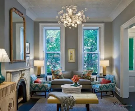Belsőépítészet és nappali klasszikus stílusban a fotó