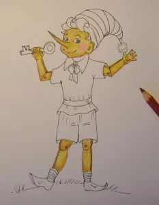 Hogyan kell felhívni Pinocchio, fokozatosan felhívni a ceruza, babám