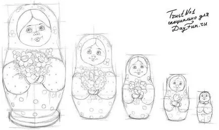 Hogyan kell felhívni a ceruzát matryoshka szakaszaiban