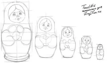 Hogyan kell felhívni a ceruzát matryoshka szakaszaiban