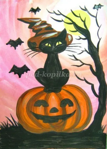 Hogyan kell felhívni a posztert a Halloween a kezüket az iskolában fokozatosan fényképpel (fotó) Hogyan kell felhívni a posztert a Halloween a kezüket az iskolai szakaszban fotókkal