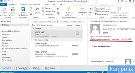 Megválaszolása vagy továbbít egy üzenetet az Outlook 2013 kézikönyv