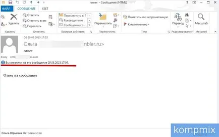 Megválaszolása vagy továbbít egy üzenetet az Outlook 2013 kézikönyv