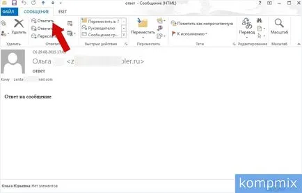 Megválaszolása vagy továbbít egy üzenetet az Outlook 2013 kézikönyv